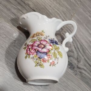 Vintage Andrea By Sadek Small Porcelin Floral Rose Pitcher
